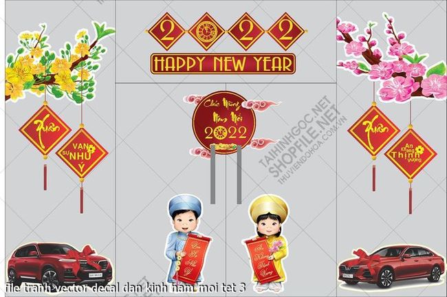 file tranh vector decal dan kinh nam moi tet 3